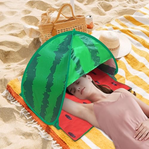 Head Sun Shelter Tent, PopUp Beach Shade Sun Protection Face, Pet Beach Tent, Instant Protection Canopy, Windproof Waterproof Small Breathable Portable for Camping - color: Watermelon