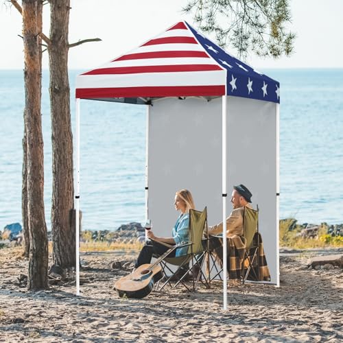 EAGLE PEAK Pop up Canopy 5x5, Outdoor Portable Canopy Tent with One Removable Sunwall, Carry Bag Included, American Flag - color: American Flag