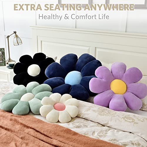 Sioloc Flower Pillow Shaped Throw Pillow Butt Cushion Floor Pillow,Seating Cushion,Cute Room Decor & Plush Pillow for Bedroom Sofa Chair(White,15.7'') - color: White