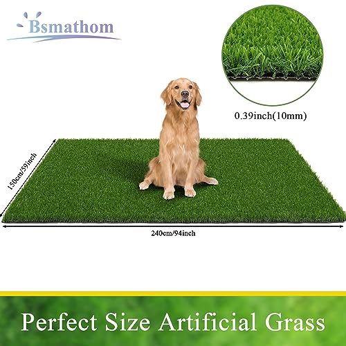 Bsmathom Artificial Grass Rug Indoor Outdoor Rug, 5x8Ft Fake Grass Rug Synthetic Grass Mat Dog Grass Mat with Drainage Holes Fake Grass Rug for Pet, Garden Lawn Landscape, 5x8Ft - size: 5x8 Feet