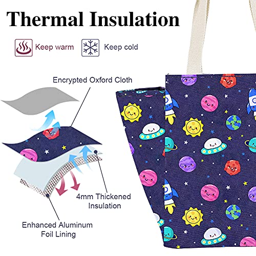 iknoe Lunch Bag Insulated Lunch Bags for Women Men 9L Reusable Lunch Tote Portable Adult Thermal Large Lunch Cooler for Work Picnic Beach (Spacecraft) - color: Dark Blue, size: Velcro Closure