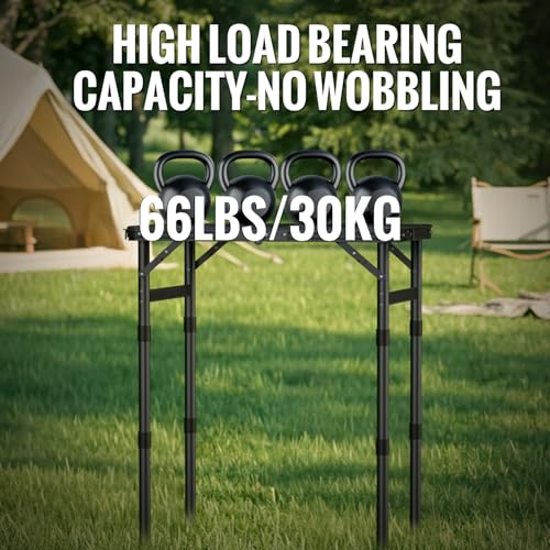 GARLLEN Folding Camping Table with Waterproof Plastic Tabletop, Portable Folding Picnic Table with 3-Adjustable Height, Aluminum Frame Outdoor Table for BBQ, Camping, Indoor Use, 22.8" L x 15.7" W - color: Black