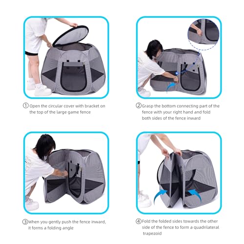 NAFU Foldable Cat Playpen, Trapezoidal Design for Better Standing, Portable Pet Tent for Indoor and Outdoor Use of Kitten and Puppy, Dog Play Enclosure, Small Animals Houses & Condos