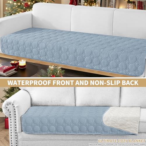 ZNSAYOTX Ultimate Cozy Blankets (30"x70") 100% Waterproof Sofa Mat Blanket for Dog Pets, Bed Couch Protector with Non-Slip Back Washable Durable, Pee Scratch Proof Easy to Clean (Grey Blue) - color: Grey Blue, size: 30x70 Inch