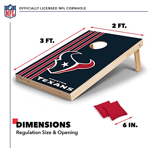 Wild Sports 2' x 3' Solid Wood Cornhole Set with Direct Print HD Team Graphics – Great Gift for Any Football Fan! Bean Bag Toss Family Outdoor Games – NFL Houston Texans