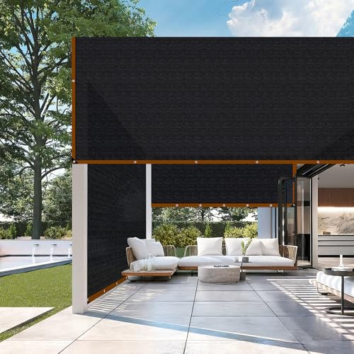 Shade-Cloth 85-90% for Garden Plants 6x15 FT, Black Sun-Block Shade Cover Mesh Tarp with Grommets Sun Shade Canopy for Outdoor Pergola Patio Flower Lawn Kennel Chicken Coop - size: 6x15 Ft