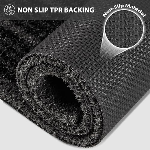 Outdoor Front Door Mat 32" x 48", Dirt Trapping Outside Entrance Rug, Non Slip Shoe Scraper, Heavy Duty Commercial Rug for Patio, Garage, Traffic Area, Office, Roll Packing - color: Black, size: 32" x 48"