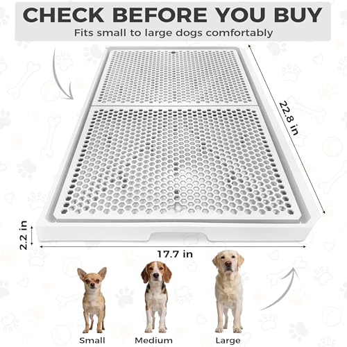 Dog Pee Pad Holder with Raised Mesh Grate – Expandable Indoor Puppy Potty Tray, Heavy Duty Plastic, Keeps Paws Dry, Fits Standard 24x15 Pads – Alpha Dog Series