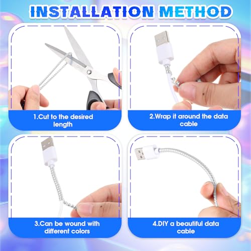 Frienda 10 Pcs Spiral Cord Protector Chargers Protector Pets No Chew Data Cable Protective Sleeve Headphone Charger Saver USB Cable Cover Wire Repair for Phone USB (Flash White) - color: Flash White