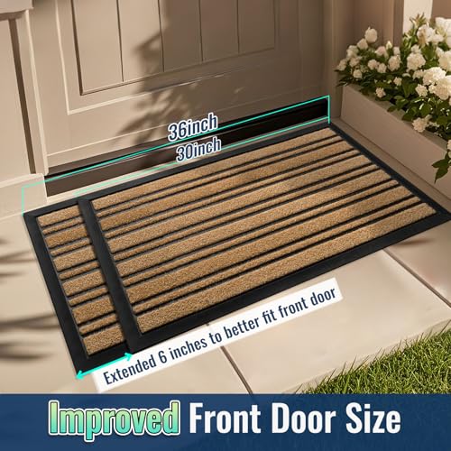 BEHERO Door Mat Outdoor Entrance, 30.5"x17" Extra Durable Front Door Mat Outside, Heavy Duty Welcome Mat for Outside Entry, Back Door Mats Non Slip, Waterproof All-Season Doormats, Yellow - color: Yellow, size: 30.5" x 17" (Rectangular)