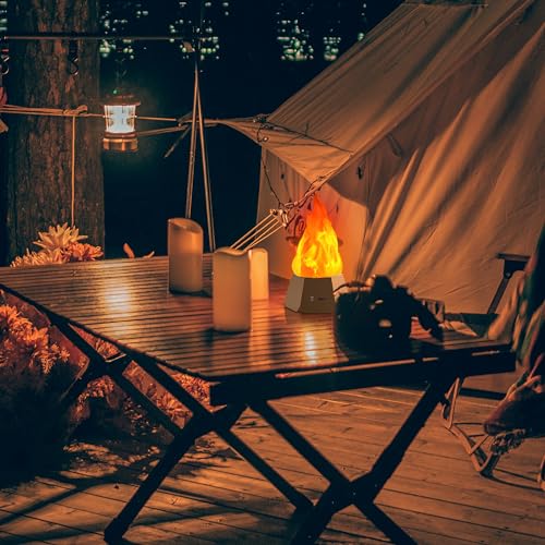 Ollcuz Fake Fire Lamp, USB Rechargeable Flameless Candles with Flickering Flame, 3-Mode LED Flame Light for Outdoor Camping Holiday Halloween Christmas Thanksgiving Table Yard Decorations - size: 1pc