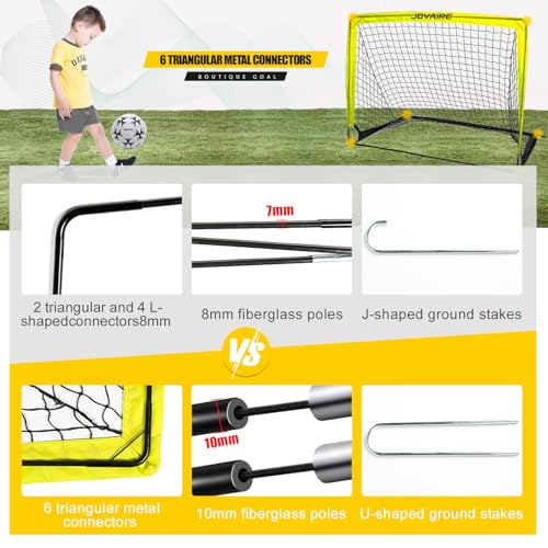 Pro-Grade Kids Backyard Soccer Goal, Tear-Resistant 5-Layer Polyester Soccer Net & 10mm Poles for Maximum Durability, 4x3ft/6x4ft/7x5ft, Pop Up Portable Soccer Training Equipment Set with Size 4 Ball - size: 4 ft x 3ft, style: Yellow
