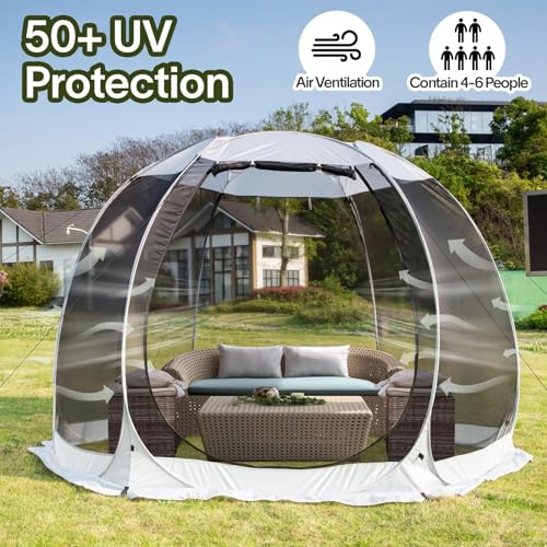 Alvantor 10'x10' Pop Up Screen House Tent, Instant Outdoor Gazebo with Mosquito Netting & UPF 50+ Sun Protection, Portable Canopy Shelter for Patio, Backyard, Camping (4-6 Person),Grey - color: Gray, size: 10'x10'