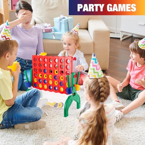 1.9 Feet Giant 4 in A Row Game, Jumbo 4-to-Score Connect Game Set for Kids & Adults Outdoor Yard, Lawn & Indoor Floor Play, Family Game Night & Party Board Games, Grand Birthday Easter Gifts