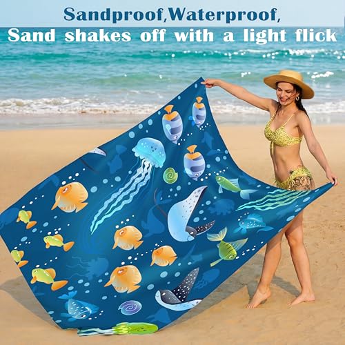 Famstar Beach Blanket Oversized Extra Large 78" X 81",Waterproof Sandproof Beach Blanket 1-7 Adults Lightweight Durable for Travel Camping Hiking Picnic - color: Shark, size: 78" X 81"