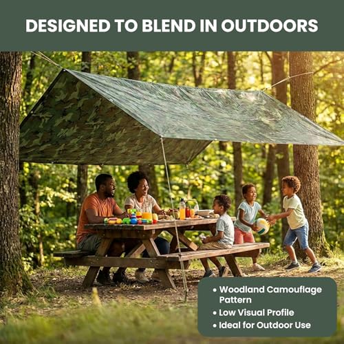 Tarps Now 18x24 ft Heavy Duty Camo Tarpaulin – 8 MIL Waterproof Camouflage Plastic Tarps with Aluminum Grommets, Reinforced Edges & Tear Resistant Cover for Camping, Roofing, Construction, Outdoor Use - size: 18' X 24'