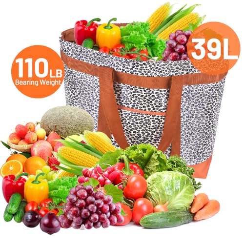 Insulated Reusable Tote Bag for Grocery Shopping for Women/Men, Pizza/Food Delivery Bag to Keep Food Cold/Hot for Commercial Delivery Services, Cooler bags for Travel/Beach/Picnic, Cow Print - color: Cow Print, size: Non-Waterproof