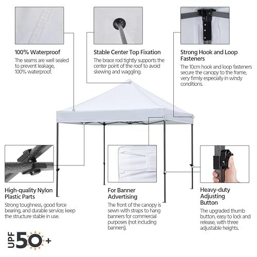 Yaheetech Canopy Tent, Commercial Instant Heavy Duty Canopy, 500D Waterproof Adjustable Canopy with Wheeled Carry Bag, 4 Sandbags and 4 Stakes (10x10, White) - color: White, size: 10x10