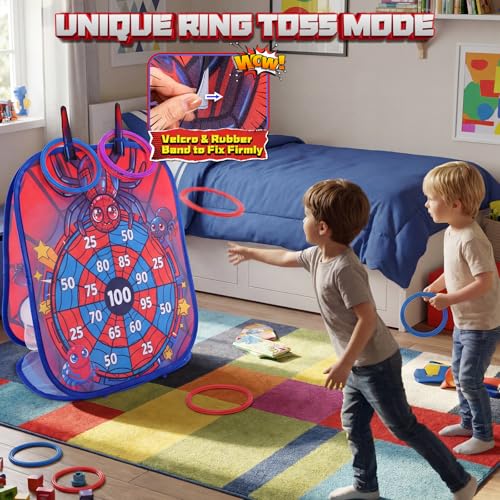 Bean Bag Toss Game for Kids - Cornhole Board Outdoor Toys for Toddlers -Party Activities Carnival Outside Yard Backyard Beach Lawn Games Toy for Kid Boys Girls Age 3 4 5 6 7 8 Year Old Birthday Gifts - style: Spider