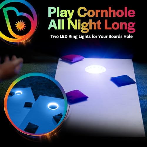 Brightz LED Cornhole Board Ring Lights, 2-Pack - 48-Hour Battery Life - Illuminate Your Game with Dazzling Glows and Ultimate Style for Non-Stop Evening Fun and Excitement (Includes Hole Lights Only) - color: Red/Blue Combo Pack (1 Red Ring & 1 Blue Ring)