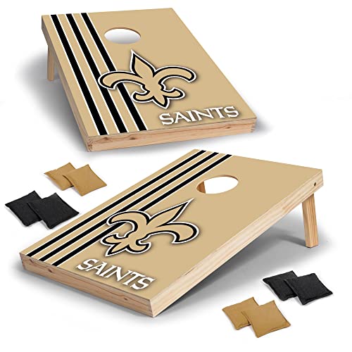 Wild Sports 2' x 3' Solid Wood Cornhole Set with Direct Print HD Team Graphics – Great Gift for Any Football Fan! Bean Bag Toss Family Outdoor Games – NFL New Orleans Saints