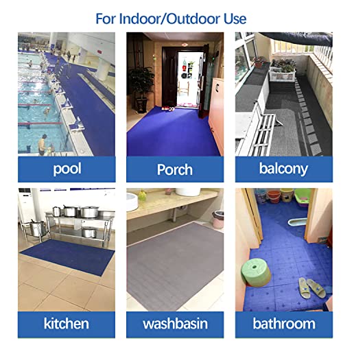 MYOYAY Drainage Non Slip Mat 3x10 Ft Commercial Floor Mat 0.22'' Thick PVC Drainage Mat Bathroom Pool Floor Rug Mesh Big Hollow Door Mats Roll for Swimming Restaurant Kitchen Bars Patio Wet Area, Blue