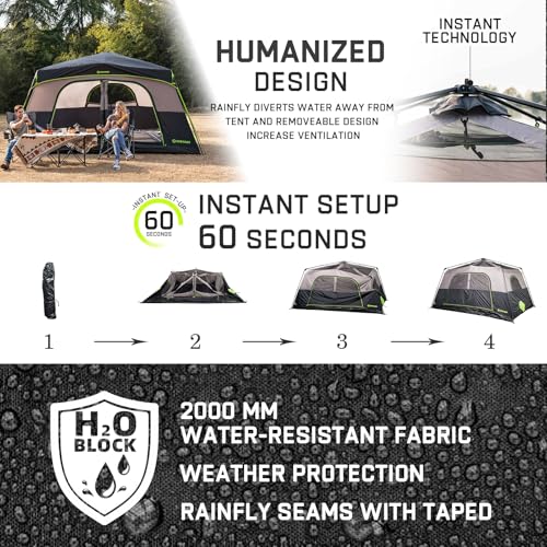 4/6/8/10 Person Instant Tent, Waterproof Pop Up Tents for Camping with Rainfly, 60 Seconds Easy Setup, Automatic Cabin Tent for Family Camping with Expandable Carry Bag & Upgraded Ventilation - color: Black, size: 8 Person