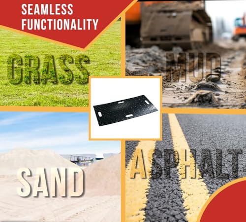 Mytee Products 2' x 4' Ground Protection Mats w/Double Sided Diamond Plated Tread Design - High Density Polyethylene Mat, Easily Supports 20 Ton Loads on Lawns, Dirt, and Any Other Areas - size: 1 - Pack