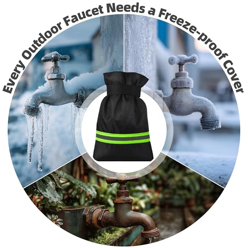 Outdoor Faucet Covers for Winter: Freeze Protection for Outside Hose Bib Spout - Insulation Water Spigot Sock with 9.5" H x 6.7" W - Waterproof Tap Cover Reusable for Garden 2 Pack