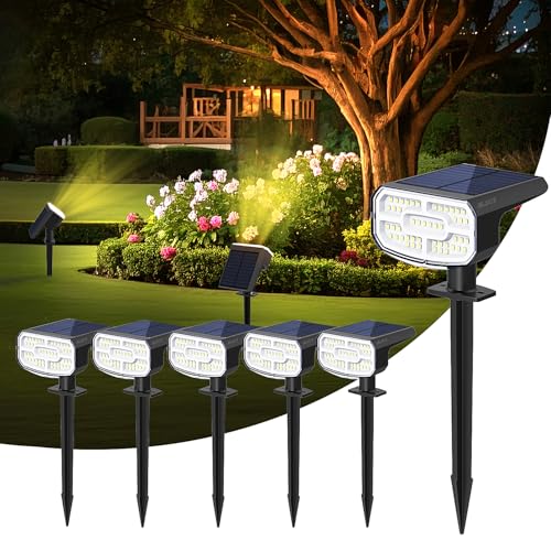 Solar Lights Outdoor Waterproof IP65,Auto On/Off, 2700K 2 Lighting Modes, Super Bright LED, Solar Powered Yard Garden Solar Spot Lights for Outside Landscape -6 Pack - color: Warm-2700K, size: 6 Pack