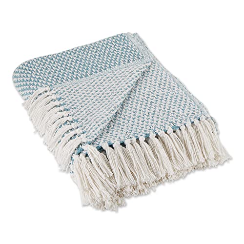DII Woven Throw Collection 100% Cotton, Basketweave, 50x60, Storm Blue - color: Storm Blue, size: 50x60"