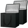 BALEINE 2Pk Insulated Reusable Grocery Bags, Collapsible Cooler Bag for Groceries, Heavy Duty Large Insulated Bag (16''x9''x13'', Charcoal Black) - color: Charcoal Black