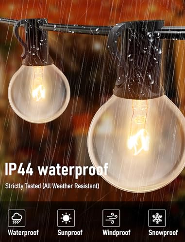 25FT String Lights, G40 Outdoor String Lights Edison Light Bulbs Clear Globe Lights for Backyard Patio Lights Indoor/Outdoor Commercial Decoration -5 Watt/120 Voltage/E12 Base -Black Wire - color: 25FT Black, size: 25 Feet