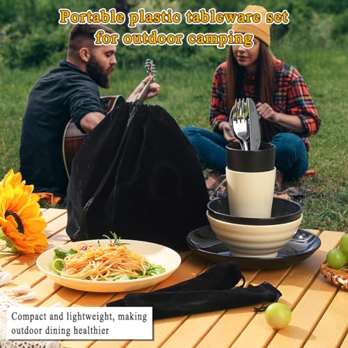 Kyraton Camping Utensils - Travel & Picnic Mess Kit, Silverware Set Includes Knife, Spoon, Fork, Cup, Bowl, Plate - Camping Essentials for 2 - color: B. 2 Person