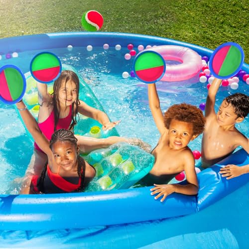 Toss and Catch Ball Set, Paddle Catch Ball and Toss Game for Kids, Great Beach Games/Backyard Games/Outdoor Games for Kids and Family - size: 2 Balls,2 Paddles