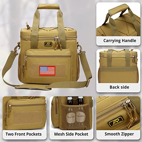 ATRIPACK Lunch Box for Men, Tactical Lunch Bag MOLLE Webbing Leakproof Insulated Large Lunch Cooler Women Adult Meal with Adjustable Shoulder Strap Durable Lunch Pail (Brown) - color: Brown, size: Large