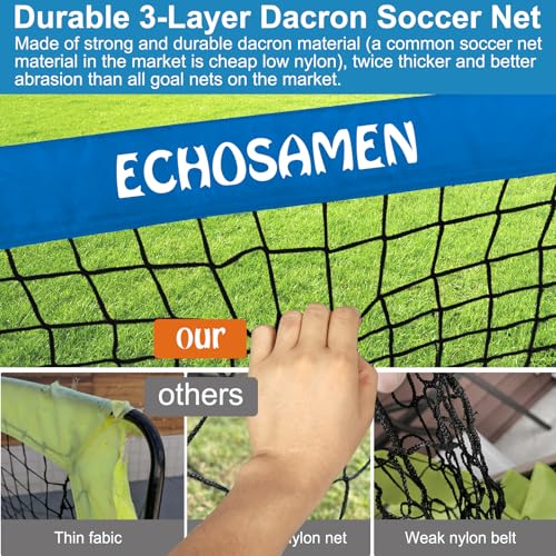 Kids Soccer Goals for Backyard, 2 of 6 x 4 ft Kids Soccer Goal Set Soccer Net with 10 Soccer Cones, Agility Ladder & Carry Bag, Portable Soccer Training Equipment. - color: Blue