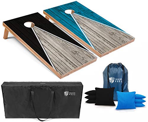 Tailgating Pros Lightweight Pyramid Design Cornhole Board Set w/LED Ring Lights - 4'x2' Regulation Cornhole Game - color: Black/Turquoise