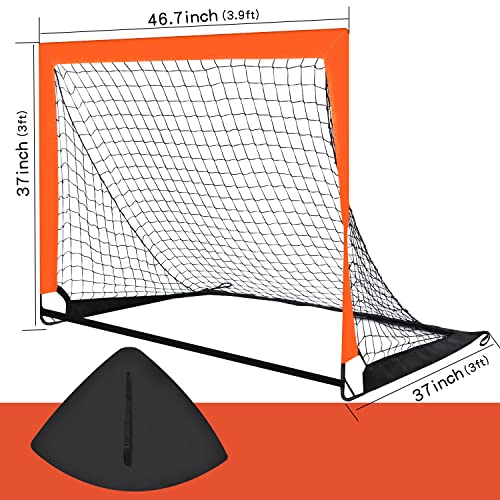 2 Pack 4’ x 3’ Size Portable Kid Soccer Goals for Backyard, Indoor and Outdoor Pop Up Soccer Goals, Orange, Theresduet