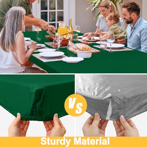 Rectangle Table Cloth, Waterproof Elastic Fitted Tablecloth for 4 Foot Folding Tables, Washable Polyester Tablecloths for Picnic, Camping, Outdoor (Emerald Green, 30"x48") - color: Emerald Green, size: 48" x 30" (Rectangular)