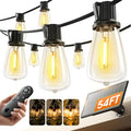 KYY 54FT Solar String Lights Outdoor Waterproof with USB Charging & Remote, Dimmable & Timable, Solar Powered Patio Lights with LED Shatterproof Bulbs for Deck Backyard Porch Garden Camping - size: 48+6FT(16 Sockets)