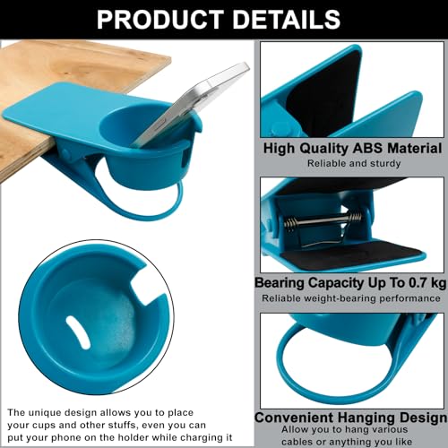Jiozermi Drinking Cup Holder Clip, Desk Drink Holder Clip Adirondack Chair Cup Holder with Clip Cup Clip Holder for Water Drink Beverage Soda Coffee Mug(Blue) - color: Blue