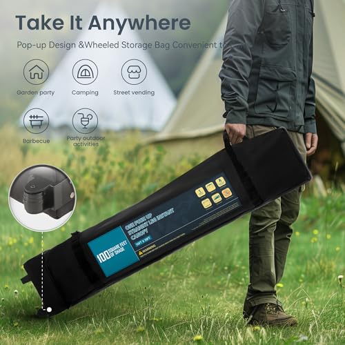 PHI VILLA 10x10ft 1-Person Setup Pop Up Canopy Tent Instant Portable Shelter w/ 1-Button Push, Case, 4 Weight Bags - Gray - color: Gray, size: 10×10 one push