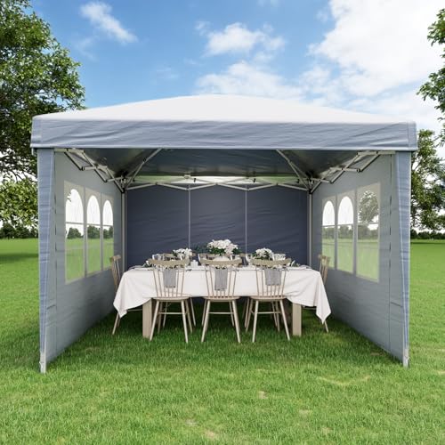 EROMMY 10x10 Heavy Duty Pop Up Canopy Tent with 4 Removable Sidewalls, Waterproof UV50+ Gazebo with Mosquito Netting, Easy Setup Instant Shelter for Backyard, Party, Wedding & Commercial Use, White - color: White, size: 10’x 10’