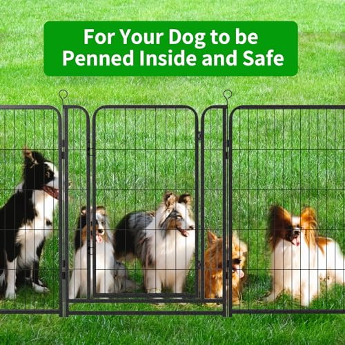 Kfvigoho Dog Playpen Outdoor Extra Wide 16 Piece Panels Heavy Duty Dog Fence 40" Height Anti-Rust with Doors Portable for RV Camping Yard, Total 42FT, 140 Sq.ft, Snowy Black - style: 32"W x 40"H