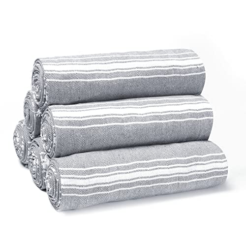 Belizzi Home Peshtemal Turkish Towel Chevron Beach Towels Oversized 36x71 Set of 6, Beach Towels for Adults, Soft Durable Absorbent Extra Large Bath Sheet Hammam Towel - Charcoal Grey - color: Charcoal, size: 6 Pack
