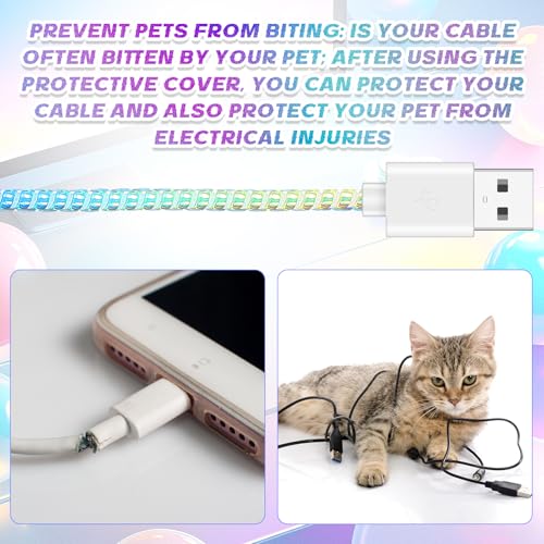 Frienda 10 Pcs Spiral Cord Protector Chargers Protector Pets No Chew Data Cable Protective Sleeve Headphone Charger Saver USB Cable Cover Wire Repair for Phone USB (Mixed Colors) - color: Mixed Colors