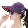 Sun Hats for Women Wide Brim Sun Hat UV Protection Caps Floppy Beach Packable Visor - color: Purple