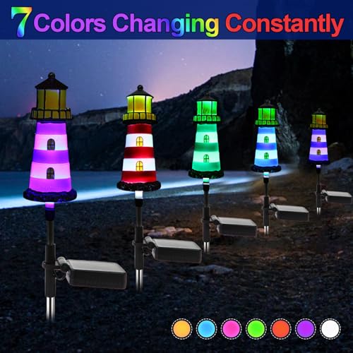 Solar Powered Waterproof Garden Lights 4 Pack – Lighthouse Design for Outdoor Garden Lighting, Backyard Decorations & DIY Backyard Patio, Must-Have for Patio Lovers - color: 4 Pack