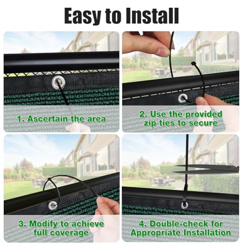 GL Garden Privacy Net Protective Screen, 5' x 400' Decorative Fences Heavy Duty 170 GSM Commercial Mesh Shade Cover with Brass Grommets, Perfect for Outdoor Back Yard, Dark Green, Customizable - size: 5 x 400 Feet